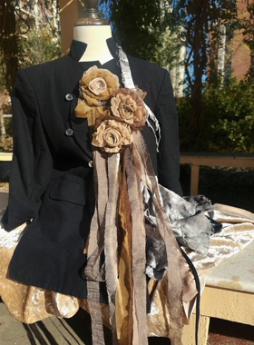 TeNg原创【煎茶】系列手作干枯玫瑰胸针 秋冬大衣配饰复古长飘带