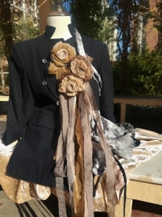 TeNg原创【煎茶】系列手作干枯玫瑰胸针 秋冬大衣配饰复古长飘带