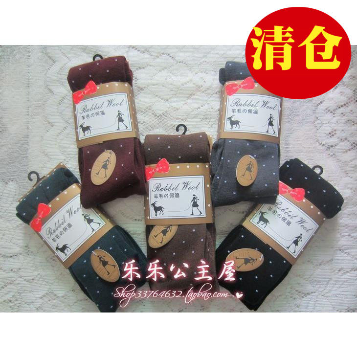 秋冬款女童连裤袜儿童羊毛裤羊绒裤宝宝加厚波点打底裤九分裤子