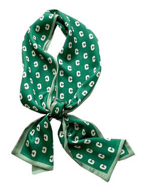 显白绿色系长条小丝巾