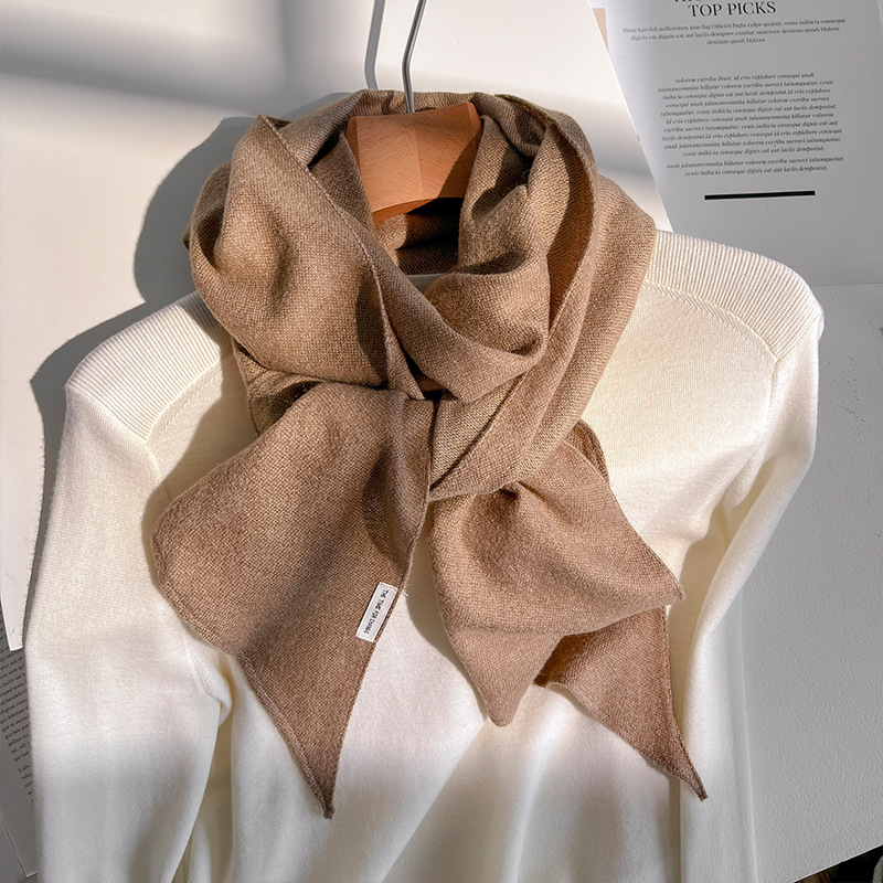 极简日常纯色斜角围巾女春秋气质百搭系脖领巾韩系ins潮装饰围脖