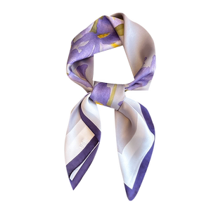 紫色水仙花丝巾女70小方巾韩版春秋薄款护颈围巾职业空姐装饰领巾