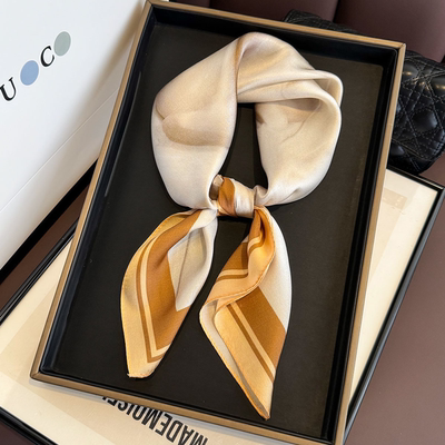 晕染奶茶色100%桑蚕丝丝巾