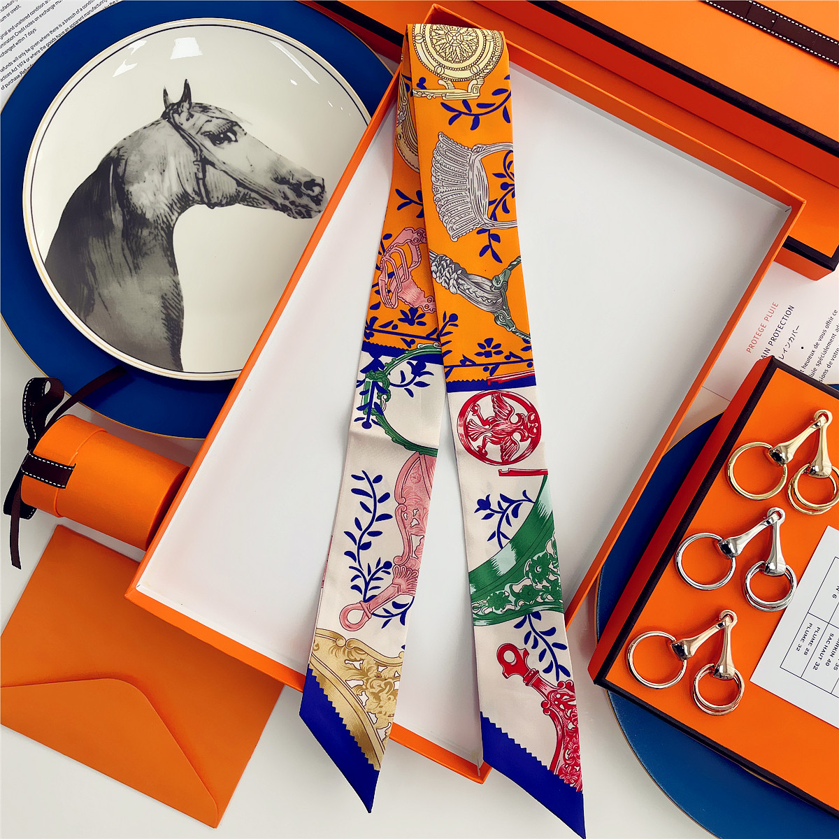 高品质国风18姆米真丝斜纹小长条绑包手柄丝巾桑蚕丝发带装饰领巾