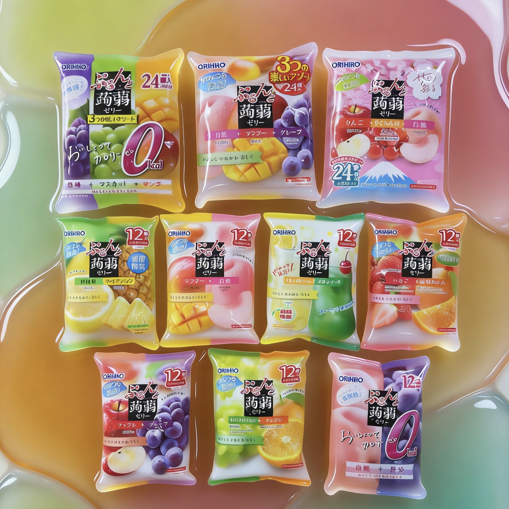 日本代购原装进口蒟蒻果冻葡萄桃子香橙苹果柠檬果味吸吸布丁