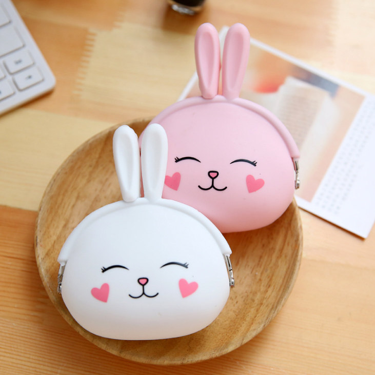 可爱小兔子硅胶零钱包超萌收纳包