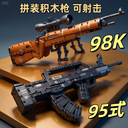 益智拼装积木玩具枪可发射子弹儿童男女孩子礼物2026新款拼图礼物