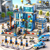 积木警察局大楼建筑拼装 玩具益智男女孩2026新款 礼物拼图6到12岁