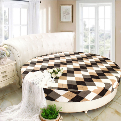 冬季保暖圆床席梦思保护套圆床床笠牛奶绒水晶绒圆床单床套可定制