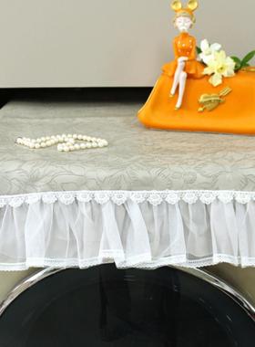 灰色轻奢防水油皮革滚筒洗衣机罩防尘罩多功能冰箱盖巾桌布床头柜