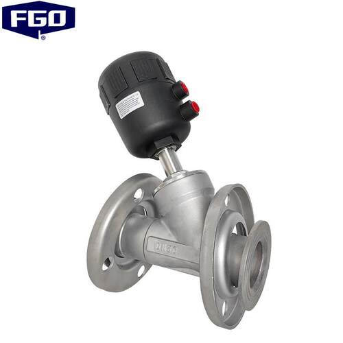 FGO气动角座阀04不锈钢活动法兰款塑料头YJ641F-16P