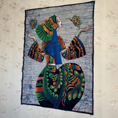 装 饰画手绘蜡染油画餐厅扎染纯棉艺术背景特色礼物