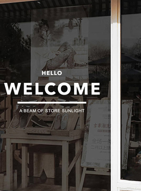 WELCOME欢迎光临英文创意橱窗玻璃门贴纸 网红咖啡烘焙甜品店装饰