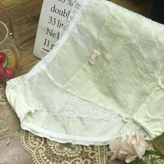 日系甜美大码内裤女士中腰胖MM纯棉质蕾丝花边可爱三角裤