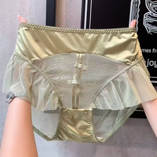 25新款林梦雪纯欲大码内裤女士中腰胖mm性感网纱透气舒适三角裤头