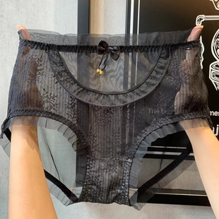 林梦雪新款大码内裤女士中高腰胖mm性感蕾丝无痕滑料舒适三角裤头