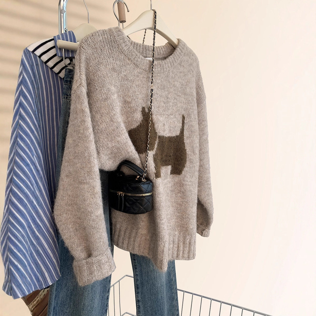 早秋浣熊绒套头毛衣女秋冬加厚外穿软糯宽松慵懒风羊毛针织衫上衣