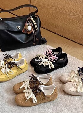 sheii苏茵茵韩国女高~鸳鸯鞋带复古运动鞋厚底德训鞋女休闲鞋鞋子