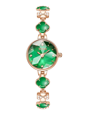 DOM腕表 2024新款四叶草桂花手表女士简约气质潮流时尚绿色小手链