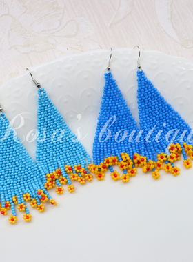 Handmade Beading 手工编织米珠夏日小黄花花花小雏菊耳钉耳夹