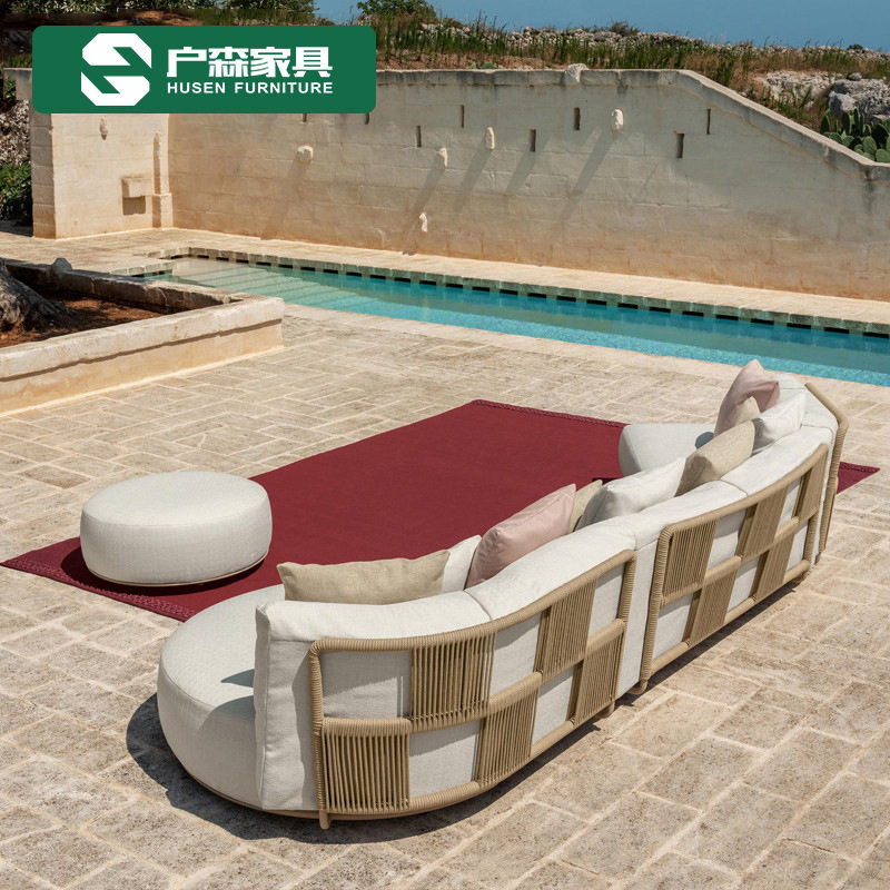 户外休闲简约现代沙发庭院客厅高端弧形大别墅花园藤编防水布家具,住宅家具,户外沙发,淘宝优惠券,粉丝福利购,淘宝优惠卷