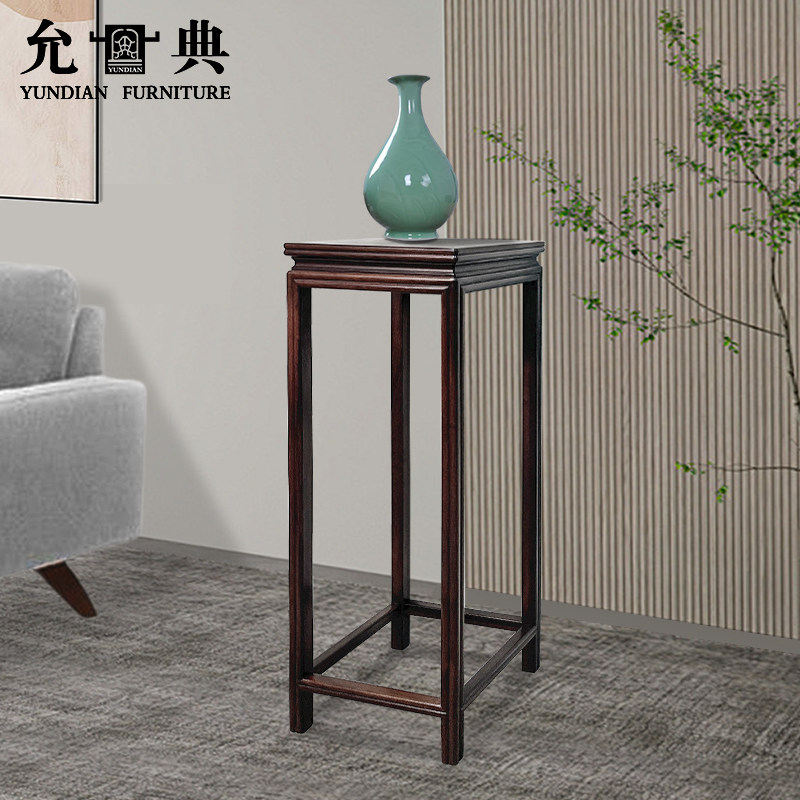 允典实木家具金车花梨明式双线方花架/花几