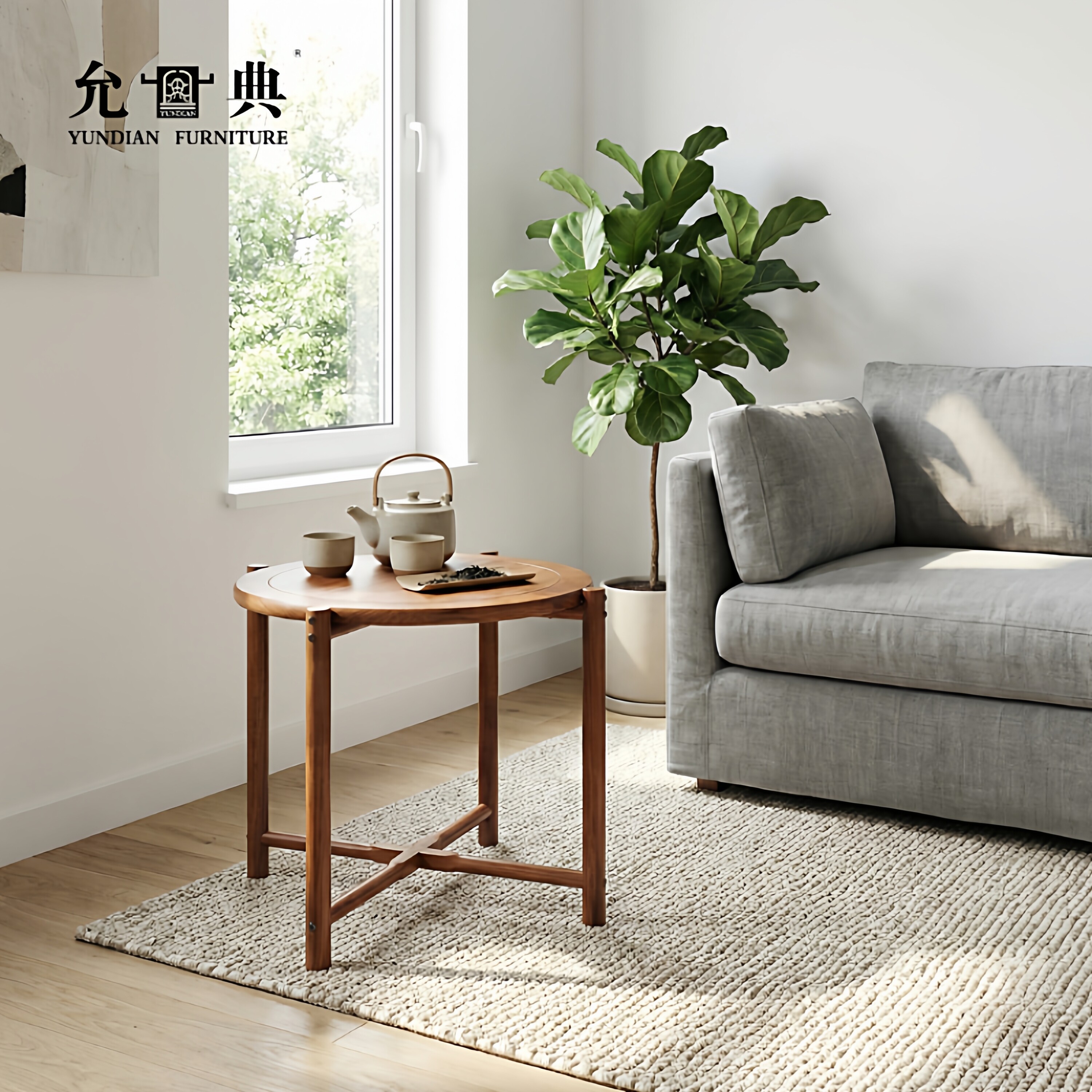 爽快花梨木刺猬紫檀圆脚单人圆茶几小户型客厅家用茶几阳台茶桌