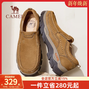 磨砂牛皮工装 新品 鞋 耐磨乐福套脚经典 男 骆驼男鞋 休闲皮鞋 2023秋季