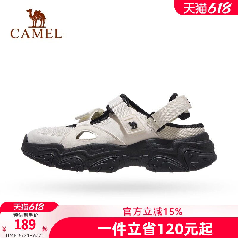 骆驼休闲运动鞋女士凉鞋女款夏季女鞋户外轻便软底魔术贴沙滩鞋子