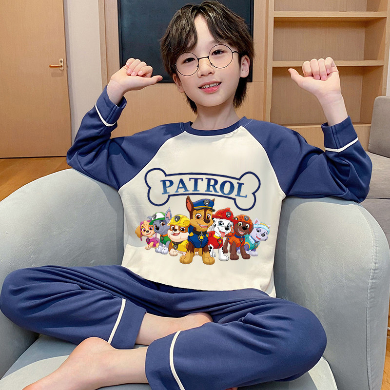 纯棉吸汗可爱儿童长袖家居服套装