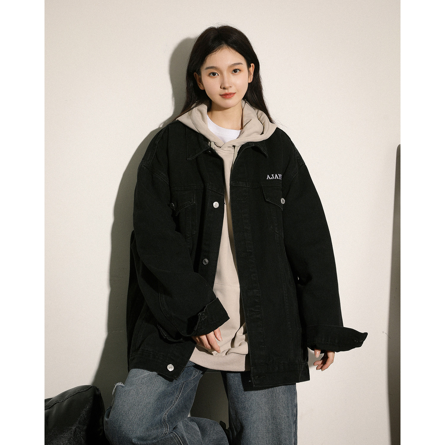 潮流牌翻领字母刺绣休闲水洗牛仔夹克N603/P120，男装夹克，星座202-3