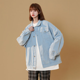 新款休闲纯色工装情侣潮牌牛仔水洗夹克外套N961/P85/128，男装夹克，星座202-3