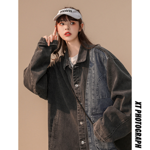 撞色潮流水洗夹克中性情侣宽松牛仔外套 2015 /P98/148，男装工装外套，星座202-3