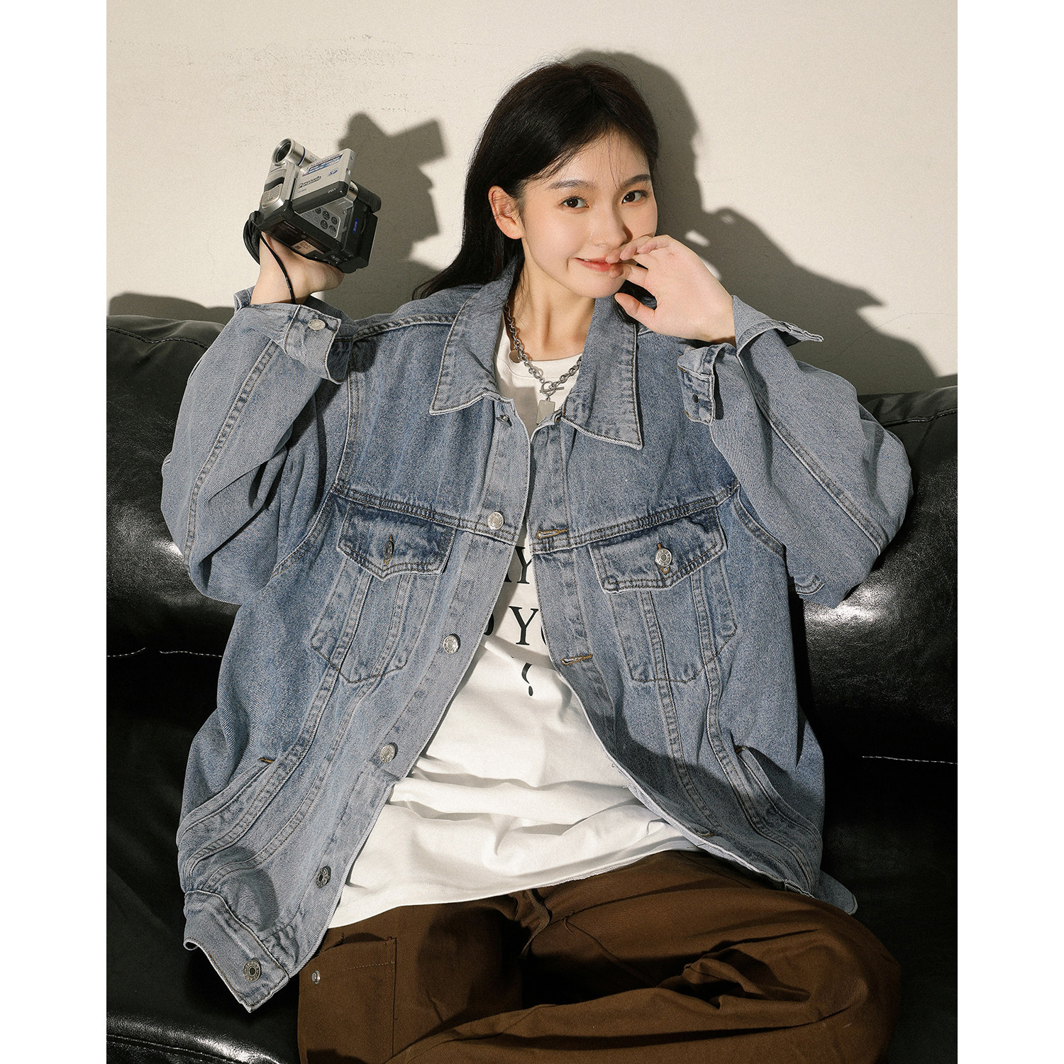 净版水洗翻领多口袋潮流牛仔夹克情侣款外套N601/P105，男装夹克，星座202-3