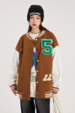 字母水洗毛巾料刺绣棒球服夹克情侣外套976/P100，男装夹克，星座202-3