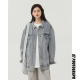 潮流牌翻领字母刺绣休闲水洗牛仔夹克N603/P120，男装夹克，星座202-3