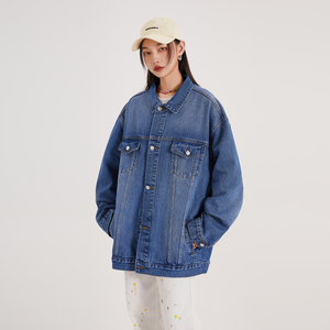 渐变多口袋翻领水洗牛仔夹克情侣休闲外套N605 /P105图片
