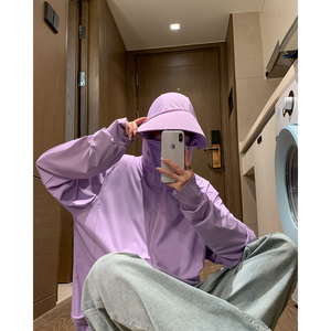 清凉一夏胖mm冰丝大码防晒服外套垂感透气百搭宽松连帽夹克女图片