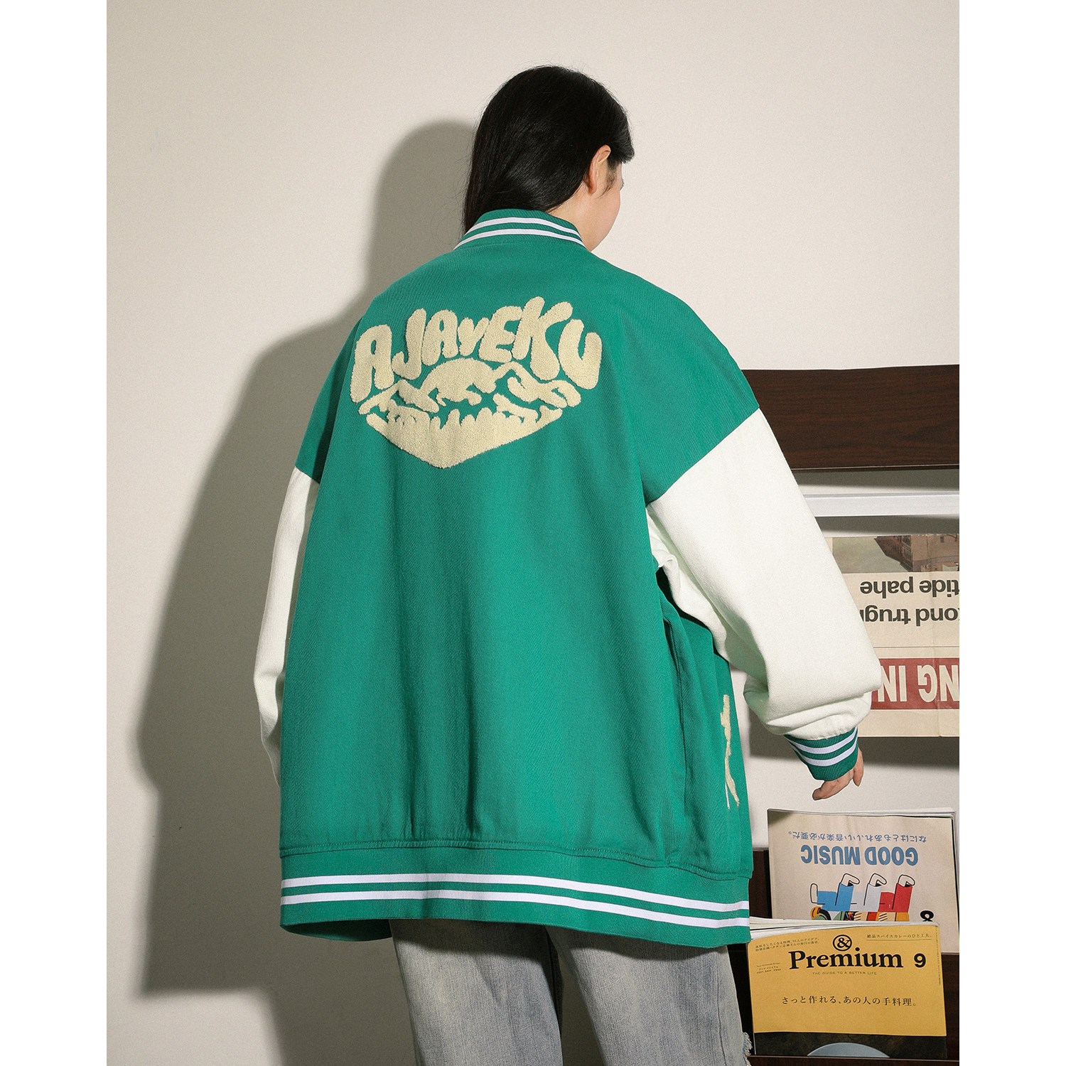 字母水洗毛巾料刺绣棒球服夹克情侣外套976/P100,男装夹克,星座202-3