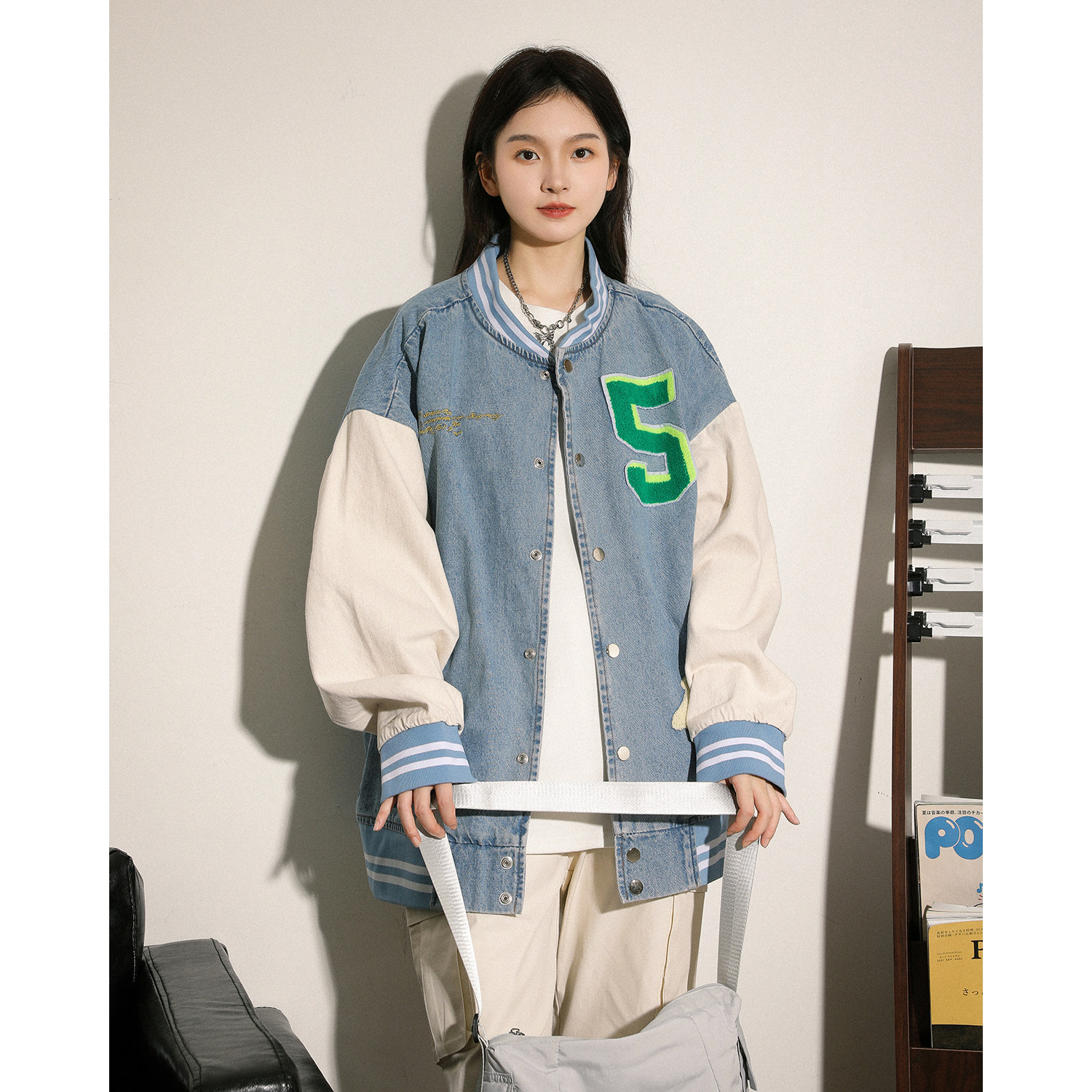 字母水洗毛巾料刺绣棒球服夹克情侣外套976/P100,男装夹克,星座202-3