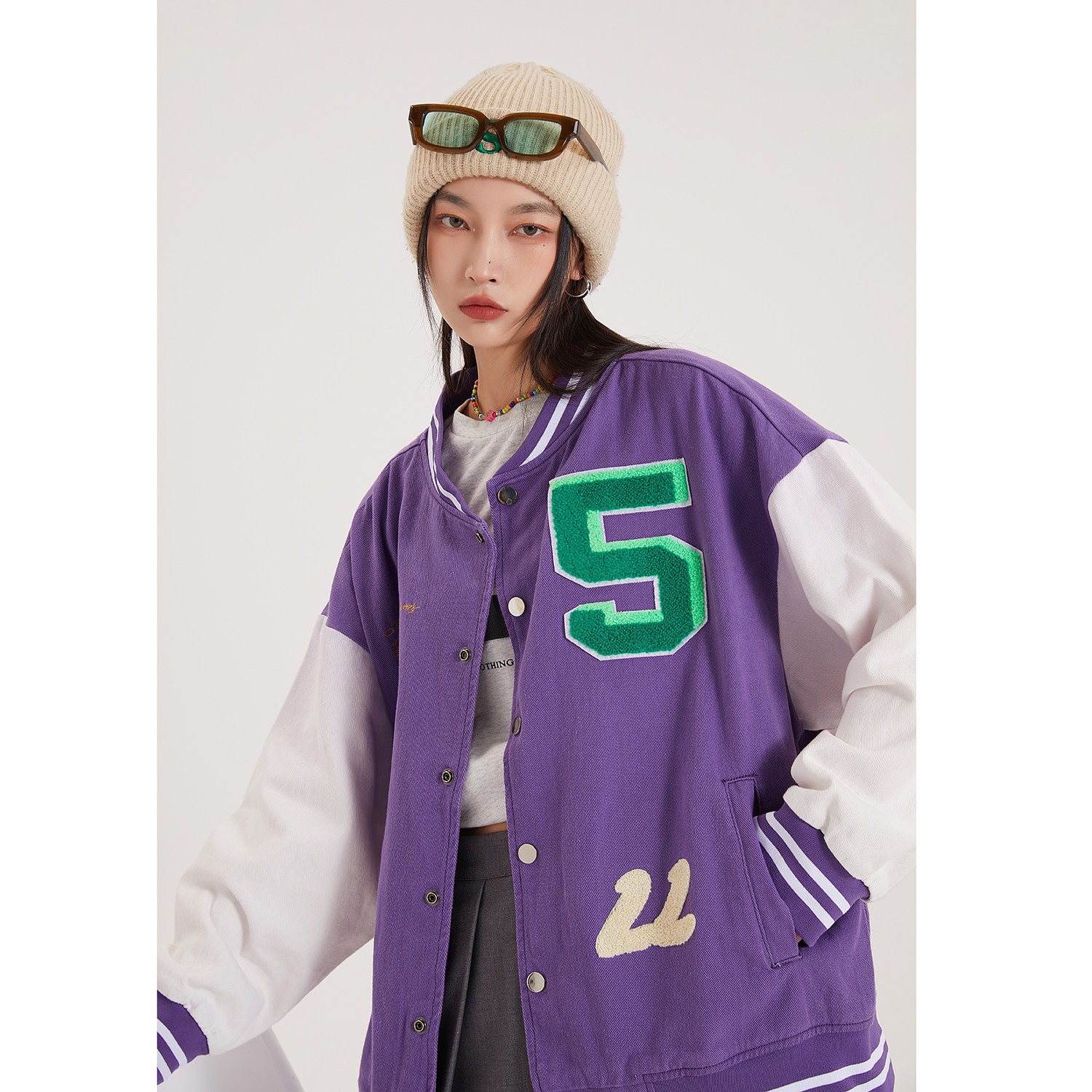 字母水洗毛巾料刺绣棒球服夹克情侣外套976/P100,男装夹克,星座202-3