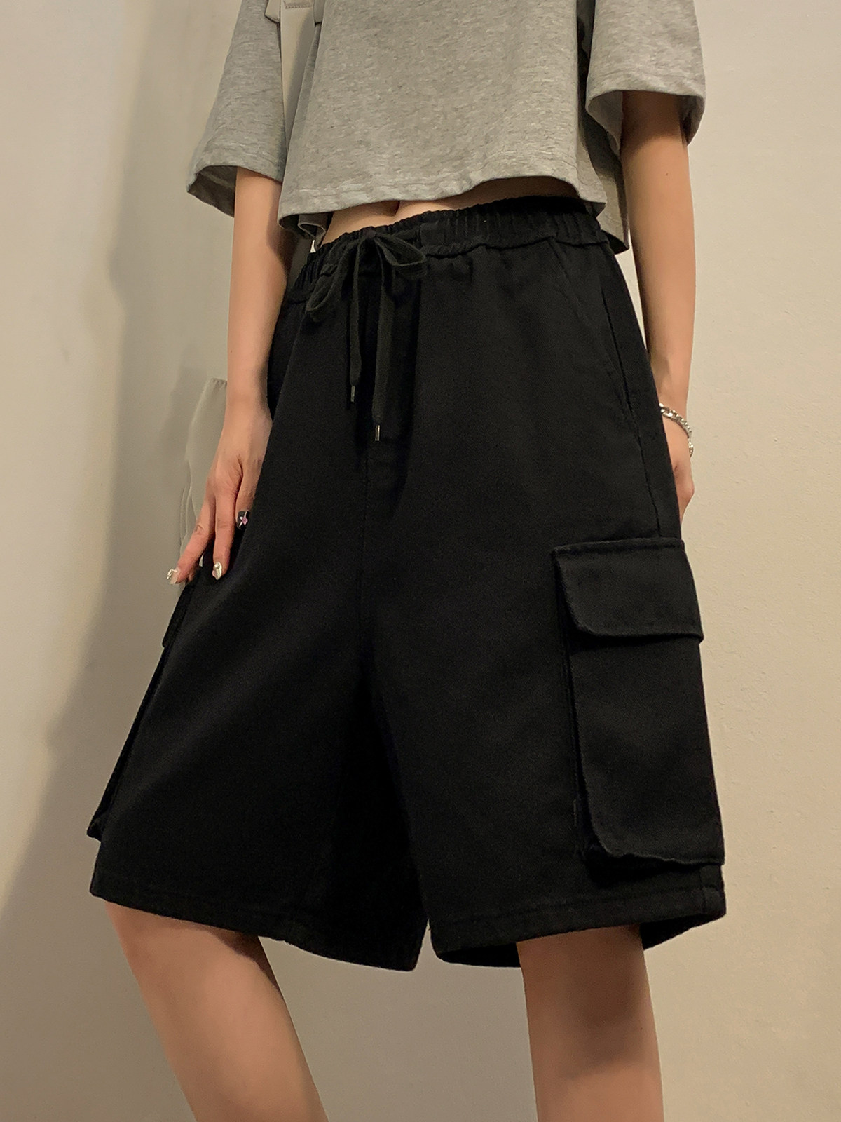 七色夏季水洗工装直筒潮流情侣中裤彩色短裤K2201/P55，男装牛仔裤，星座202-3