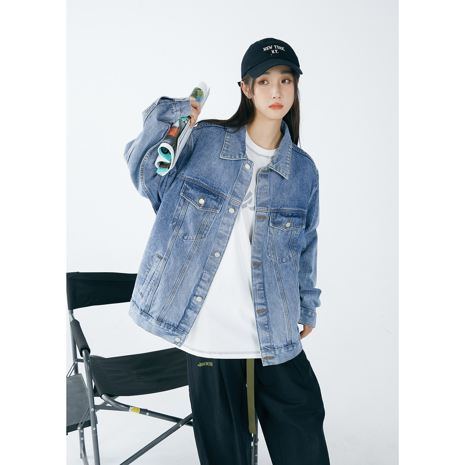 秋季新款多口袋潮流水洗牛仔夹情侣外套N606/P98,女装短外套,星座202-3
