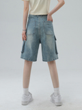 夏季工装五分裤潮流大口袋情侣水洗牛仔短裤K2206/P65，男装牛仔裤，星座202-3