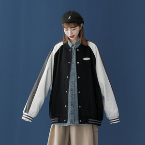 青春撞色棒球服潮流情侣字母夹克上衣 9106/P95/148图片