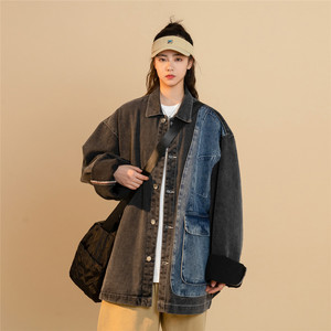 撞色潮流水洗夹克中性情侣宽松牛仔外套 2015 /P98/148，男装工装外套，星座202-3