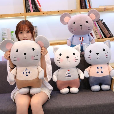 可爱仿真猫和老鼠公仔鼠年吉祥物