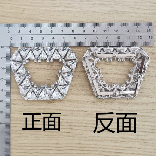银色水钻鞋扣爱心形装饰品百搭复古鞋花配件