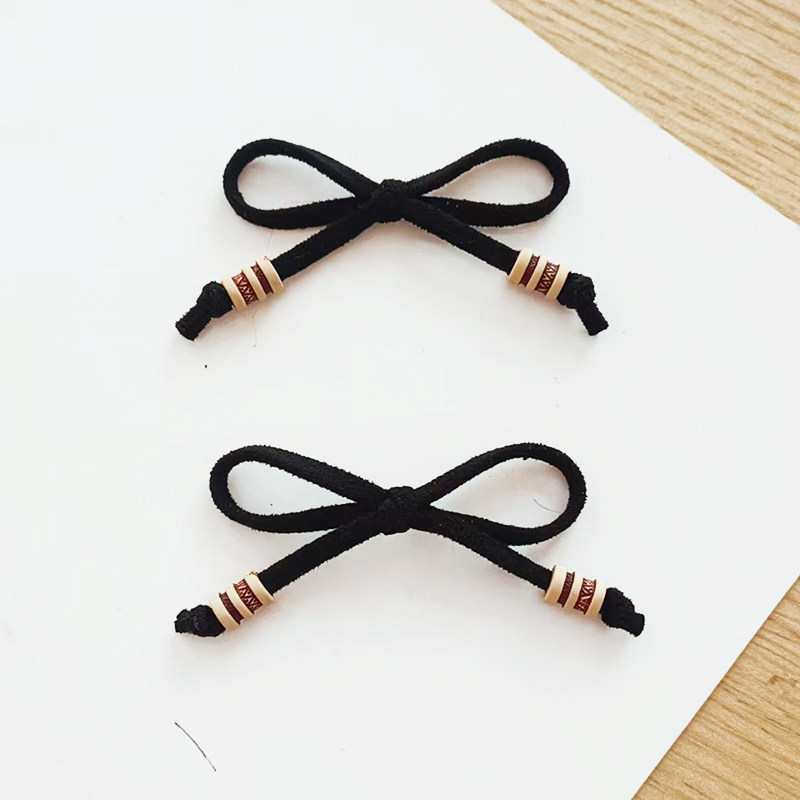 绒面黑色蝴蝶结鞋花装饰品木珠鞋扣手工制作鞋配件可柔软可缝