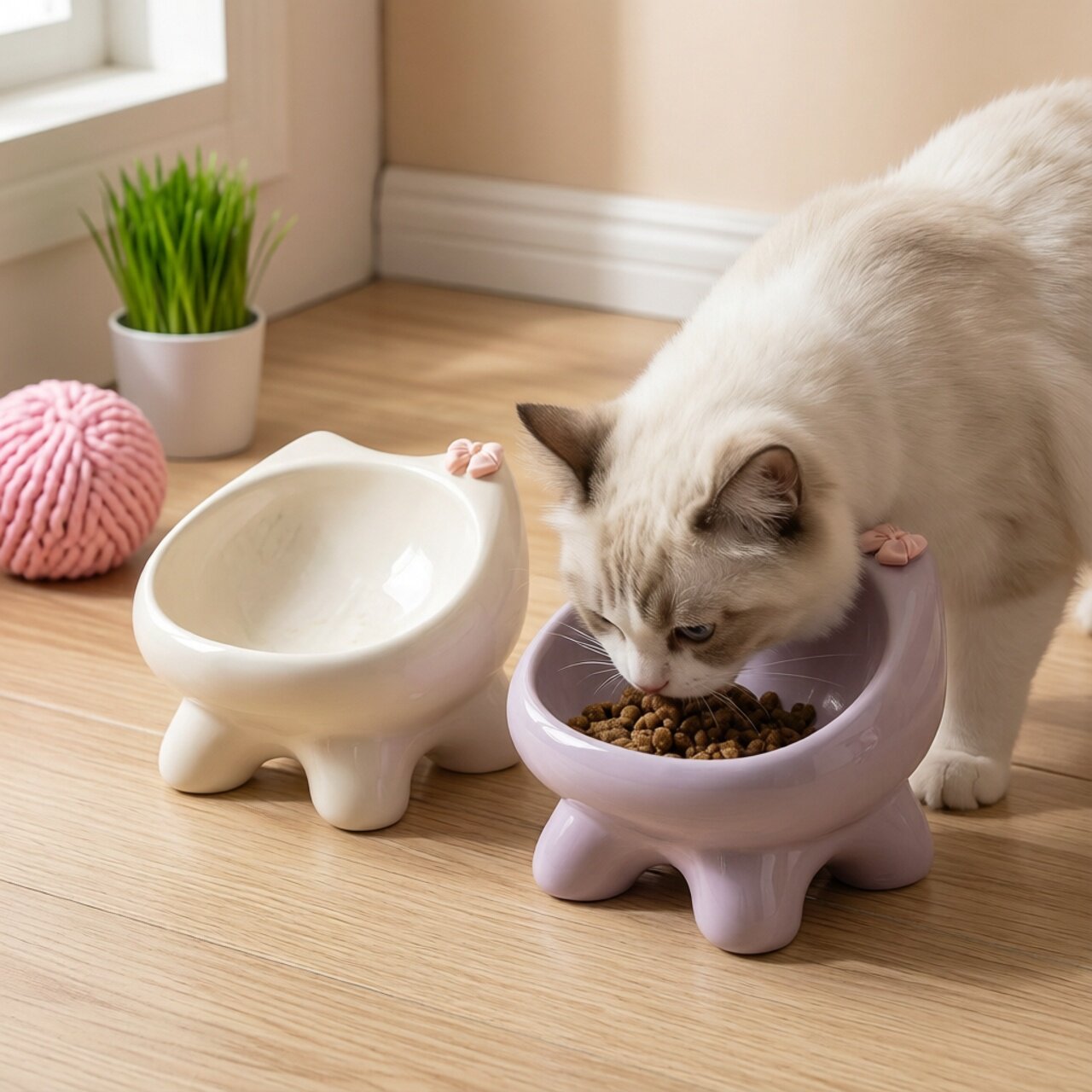 可爱陶瓷宠物猫碗防打翻猫咪饭碗狗狗食盆猫粮碗喝水两用猫盆用品